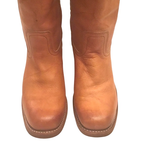 FRYE Campus Knee High OTK 80’s Tall Fold Down Cuff Leather Saddle Boots Size 10 - Picture 5 of 16